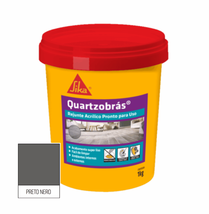 Rejunte Acrílico Preto Nero Quartzobrás 1kg - Imagem 1